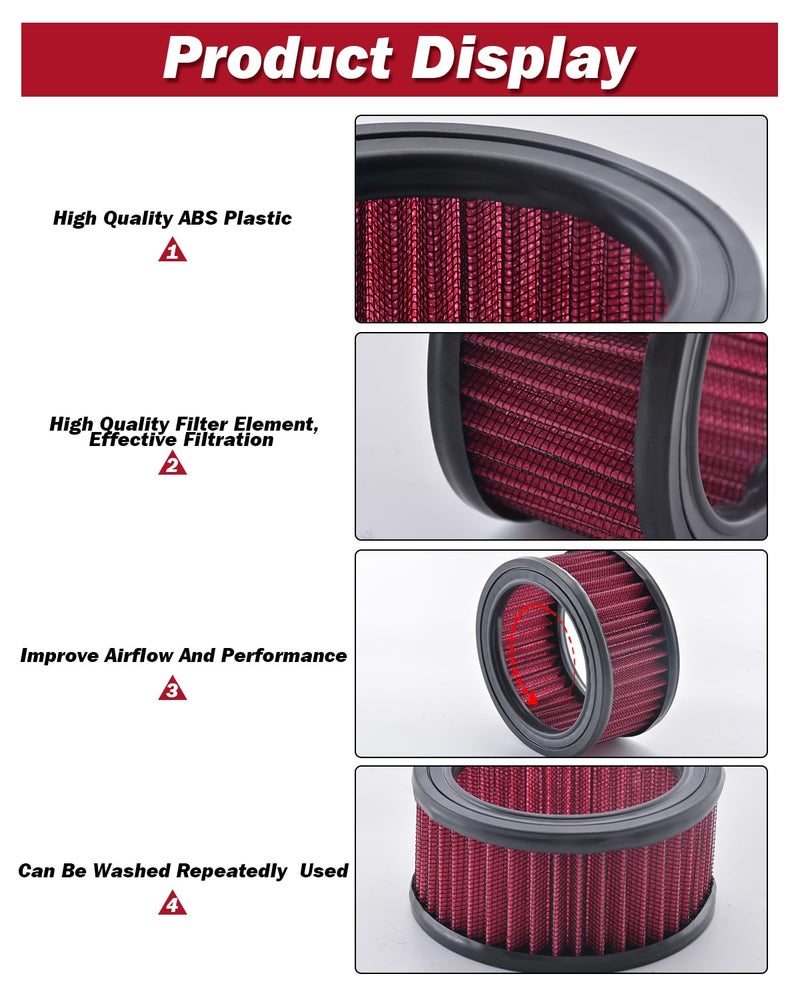 NATGIC Motorcycle Air Cleaner Intake Moto Air Filter Replacement System Kit for XL883 XL1200 X48 2004-2018,Red-Purple (Pack of 1) - Image 4